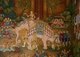 Thailand: White elephant mural within the Lak Muang (City Pillar shrine) in the grounds of Wat Chedi Luang, Chiang Mai